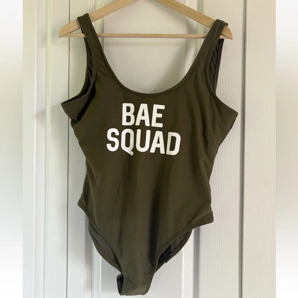 Olive Green BAE SQUAD Women's Swimsuit - X-Large  (15/17) - Picture 2 of 4